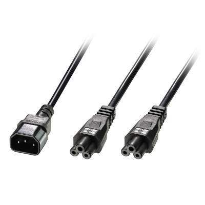 2.5m IEC C14 to 2 x IEC C5 Splitter Extension Cable Black